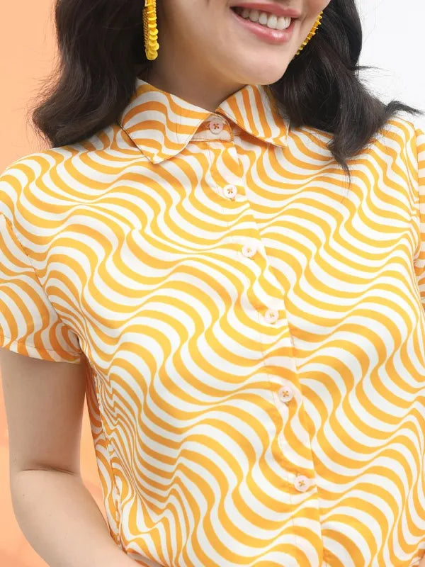 Suburbans  Women White Printed Casual Shirts