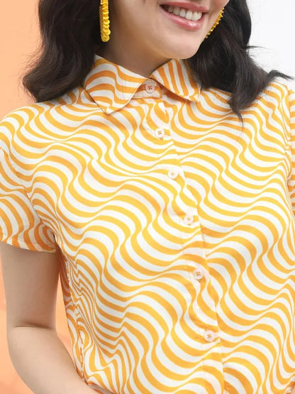 Suburbans  Women White Printed Casual Shirts