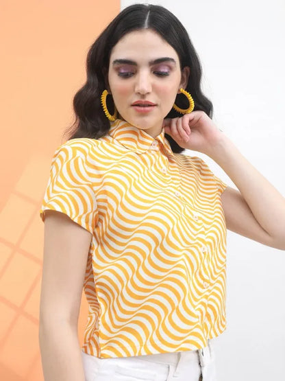 Suburbans  Women White Printed Casual Shirts