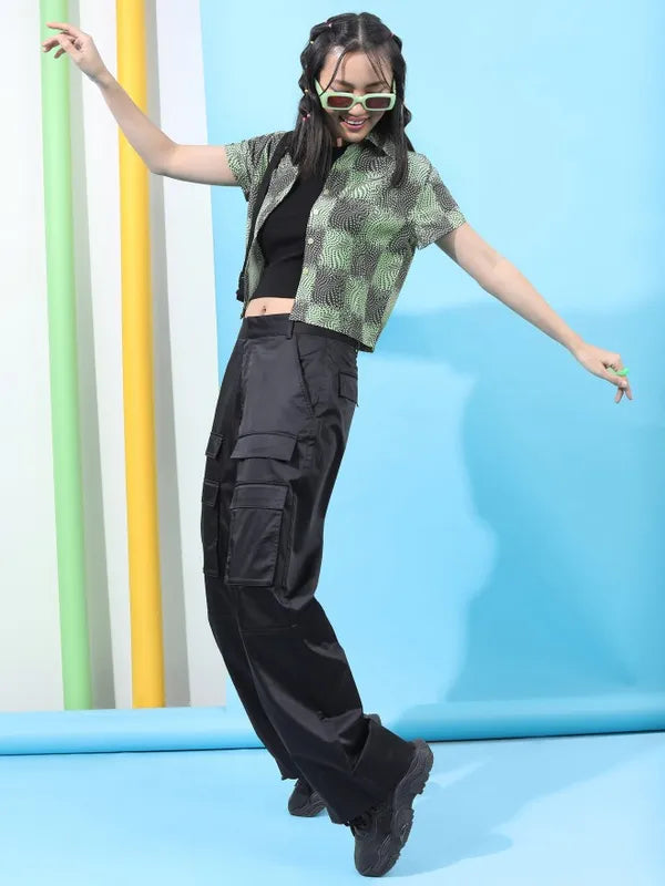 Suburbans  Women Green Printed Casual Shirts