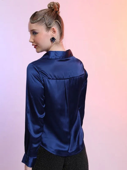 Suburbans   Women Blue Solid Casual Shirts