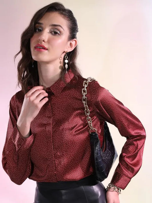 Suburbans  Women Red Printed Casual Shirts