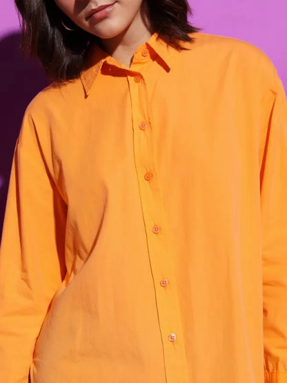 Suburbans  Women Orange Solid Casual Shirts
