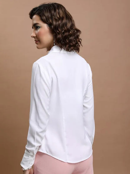Suburbans  Women White Solid Casual Shirts