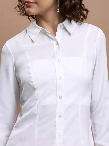 Suburbans  Women White Solid Casual Shirts