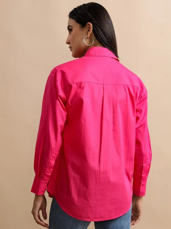 Suburbans   Women Pink Solid Casual Shirts