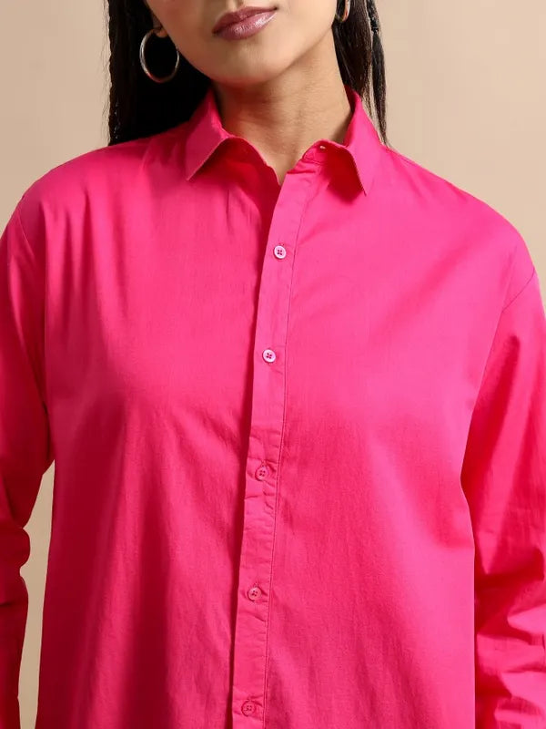 Suburbans   Women Pink Solid Casual Shirts