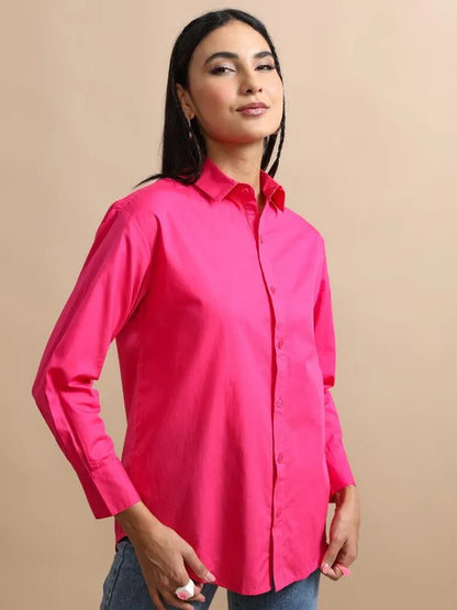 Suburbans   Women Pink Solid Casual Shirts