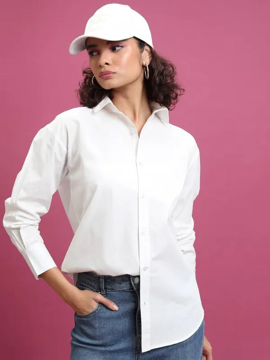 Suburbans   Women White Solid Casual Shirts