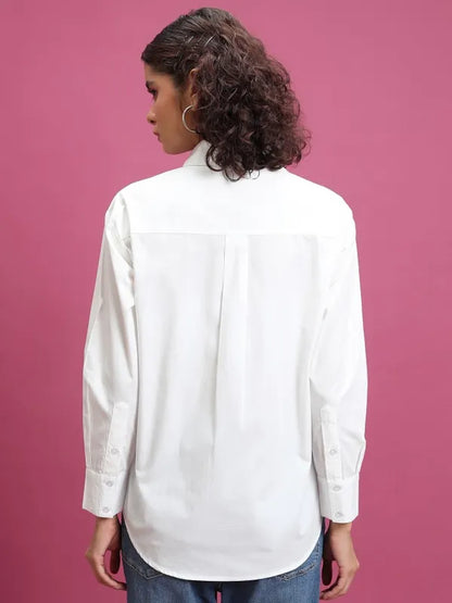 Suburbans   Women White Solid Casual Shirts