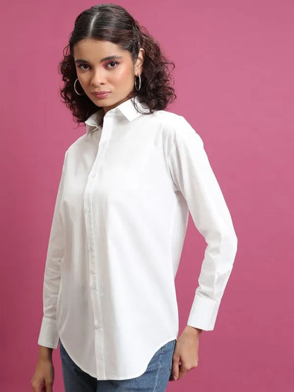 Suburbans   Women White Solid Casual Shirts