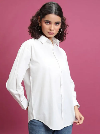 Suburbans   Women White Solid Casual Shirts