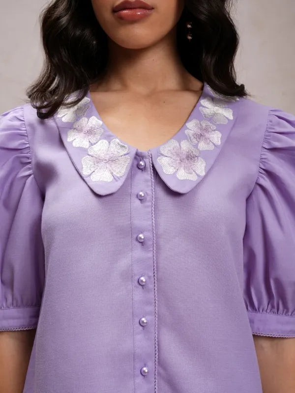 Suburbans   Women Purple Solid Casual Shirts