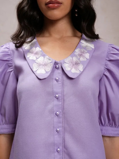 Suburbans   Women Purple Solid Casual Shirts
