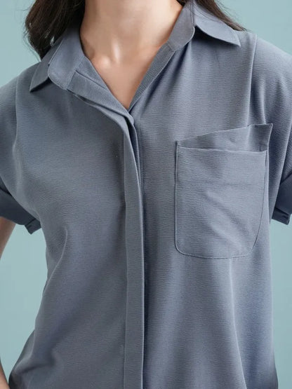 Suburbans   Women Blue Self Design Casual Shirts