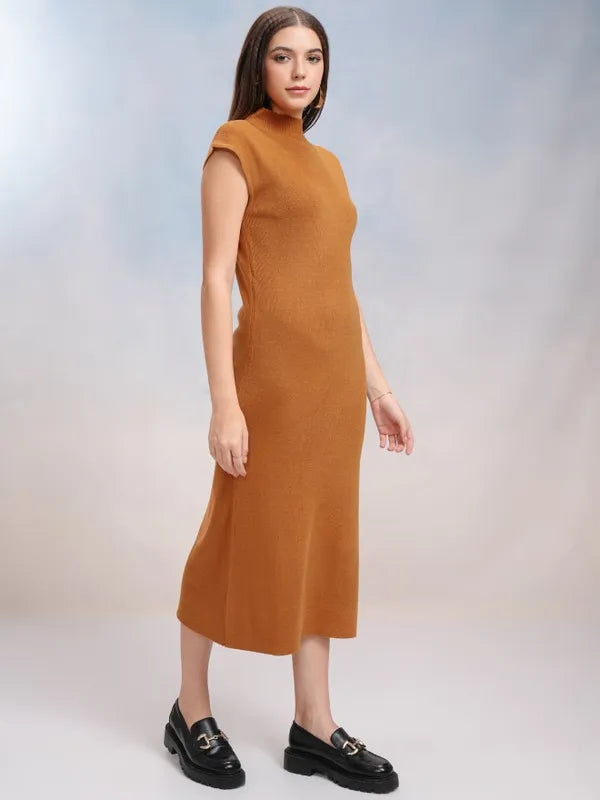 Suburbans  Women Orange Solid Bodycon Dress