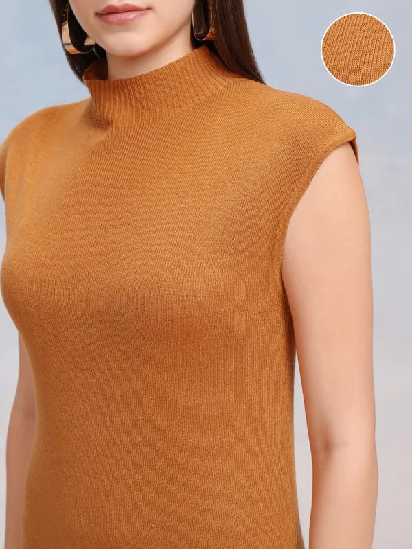 Suburbans  Women Orange Solid Bodycon Dress