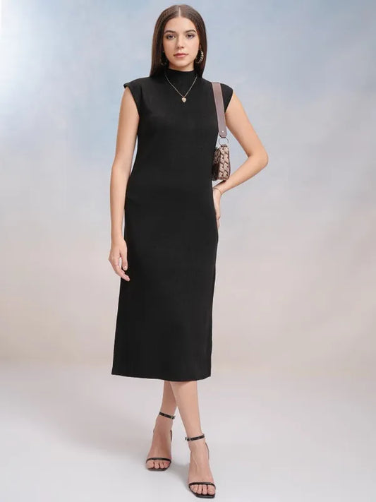 Suburbans  Women Black Solid Bodycon Dress