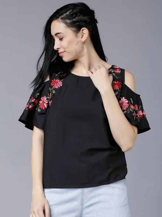 Suburbans  Women Black Printed A-Line Tops