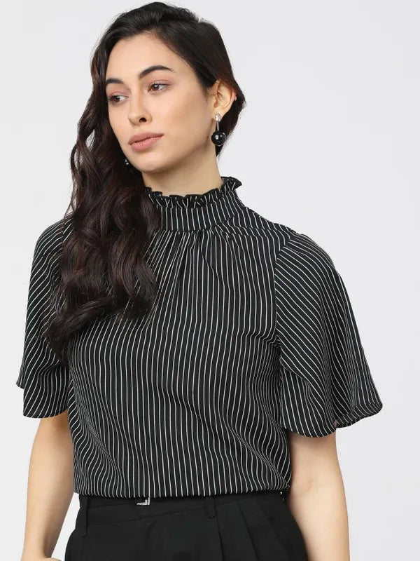 Suburbans Women Black Striped Regular Tops