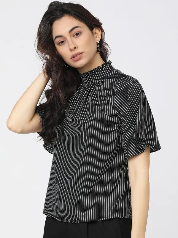 Suburbans Women Black Striped Regular Tops