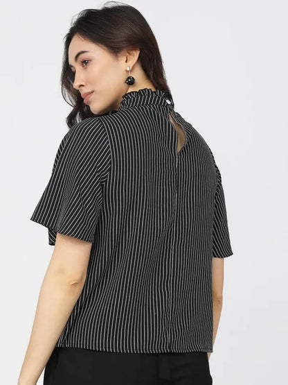 Suburbans Women Black Striped Regular Tops