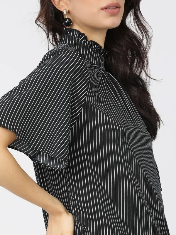 Suburbans Women Black Striped Regular Tops