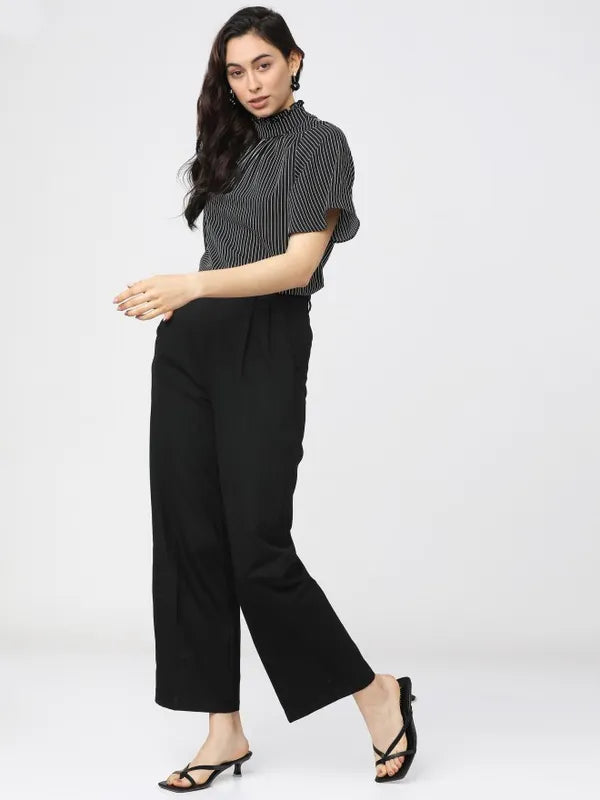 Suburbans Women Black Striped Regular Tops