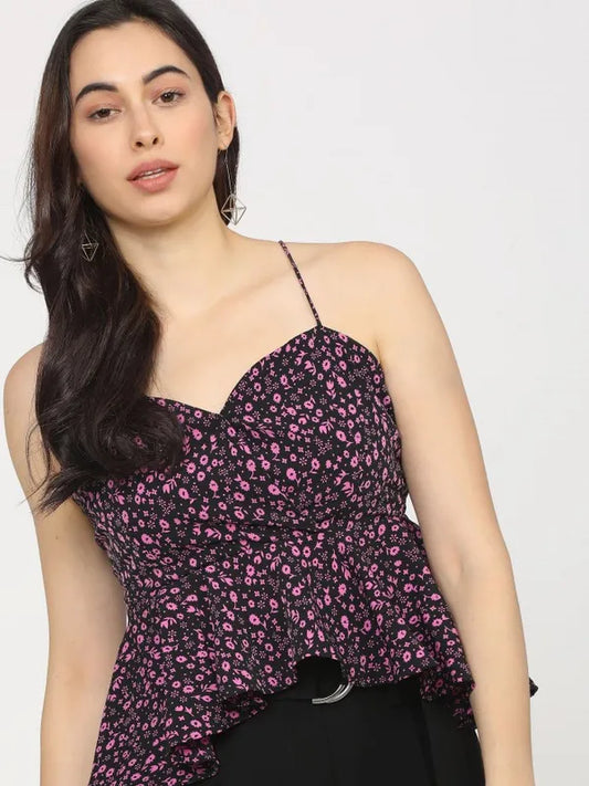 Suburbans   Women Black Printed Regular Tops