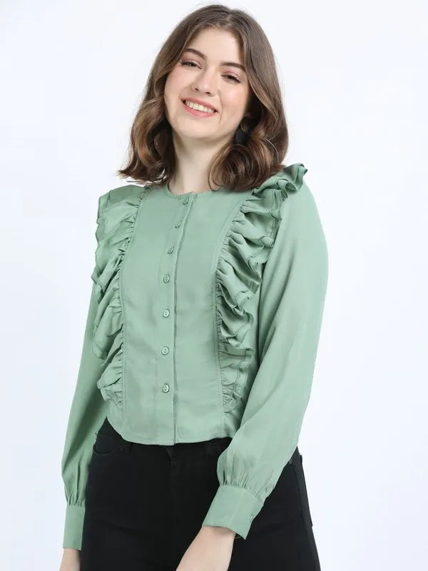 Suburbans   Women Green Solid Regular Tops