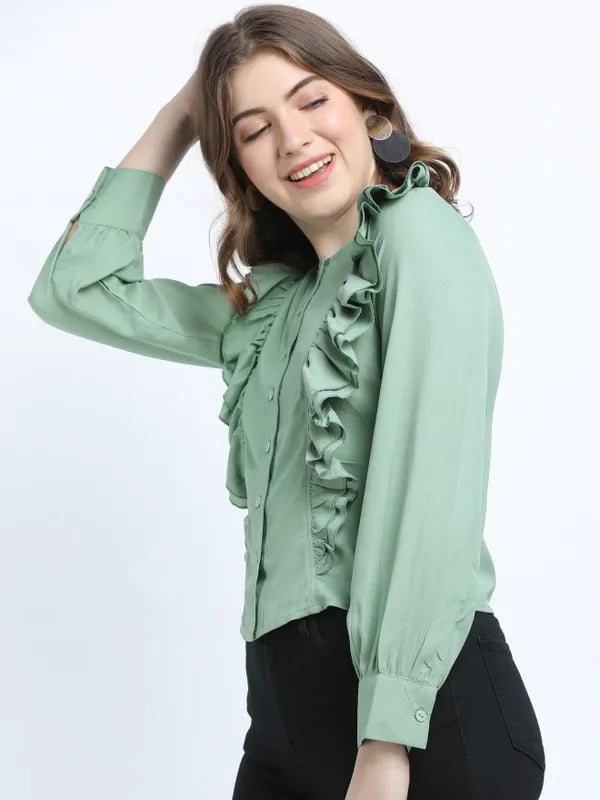 Suburbans   Women Green Solid Regular Tops