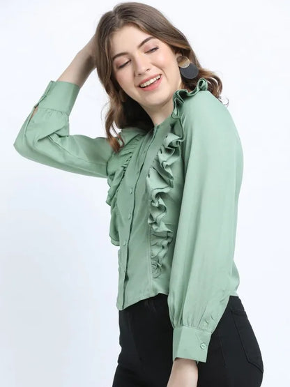 Suburbans   Women Green Solid Regular Tops