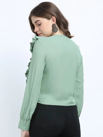 Suburbans   Women Green Solid Regular Tops