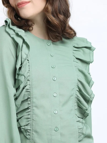 Suburbans   Women Green Solid Regular Tops