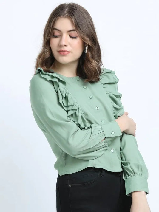 Suburbans   Women Green Solid Regular Tops