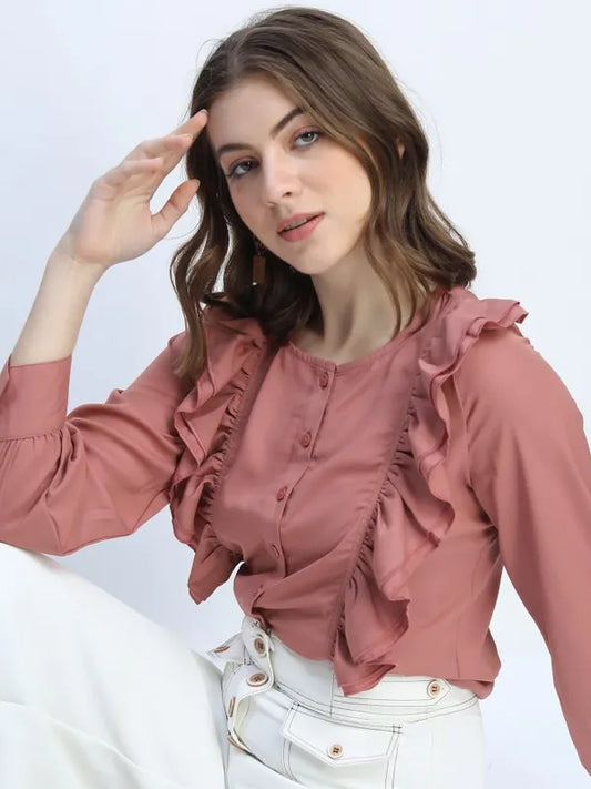 Suburbans   Women Rose Solid Regular Tops