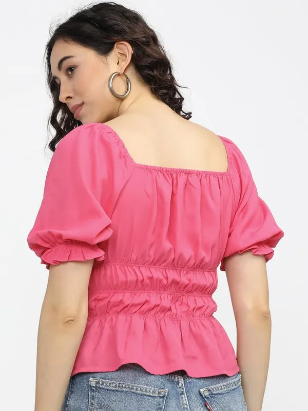 Suburbans  Women Pink Solid Regular Tops