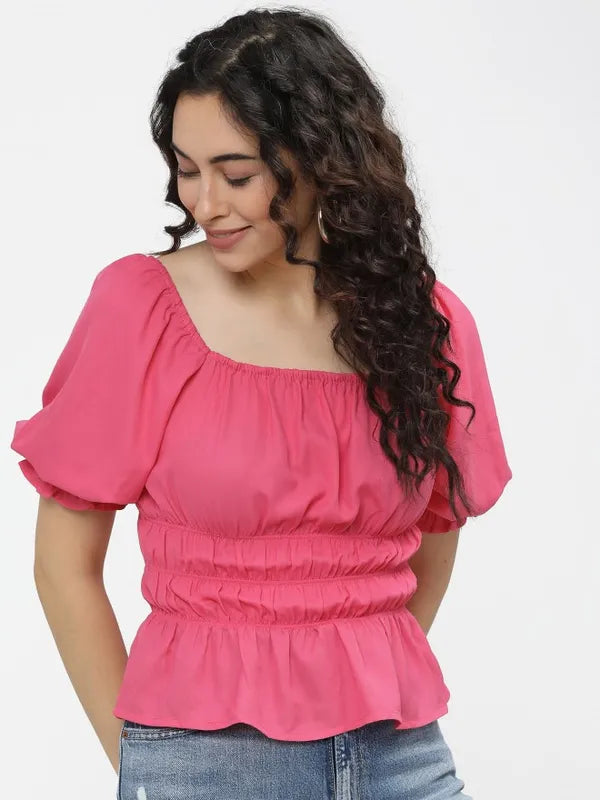 Suburbans  Women Pink Solid Regular Tops