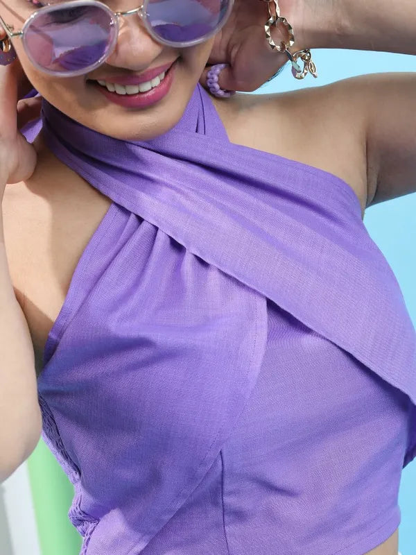 Suburbans  Women Purple Solid Wrap Tops