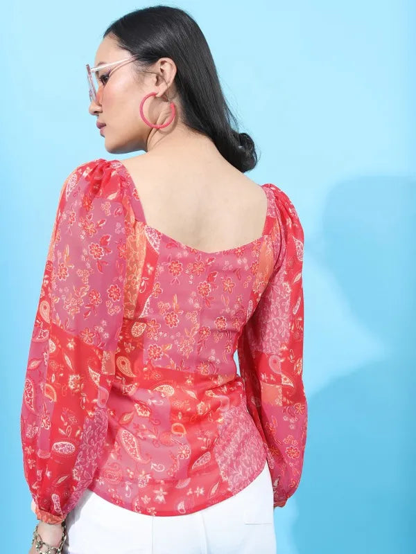 Suburbans  Women Pink Printed Regular Tops