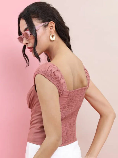 Suburbans   Women Rose Solid Fitted Tops