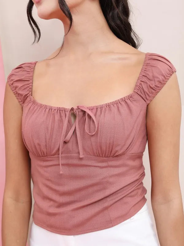Suburbans   Women Rose Solid Fitted Tops