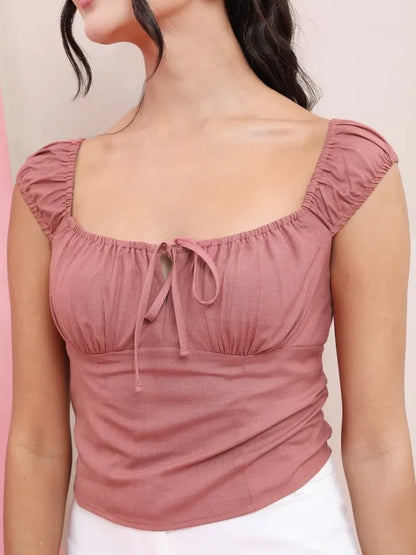 Suburbans   Women Rose Solid Fitted Tops