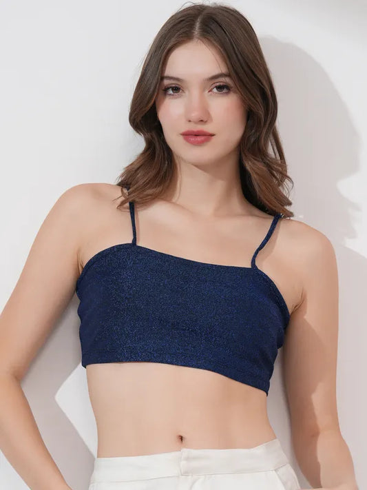 Suburbans  Women Black Self Design Bralette Tops