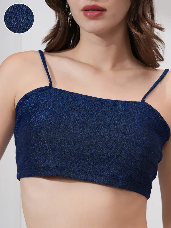Suburbans  Women Black Self Design Bralette Tops