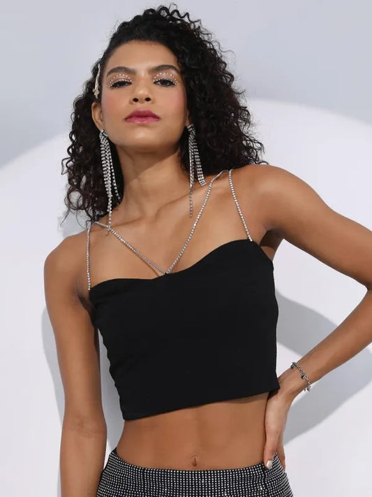 Suburbans  Women Black Solid Bralette Tops