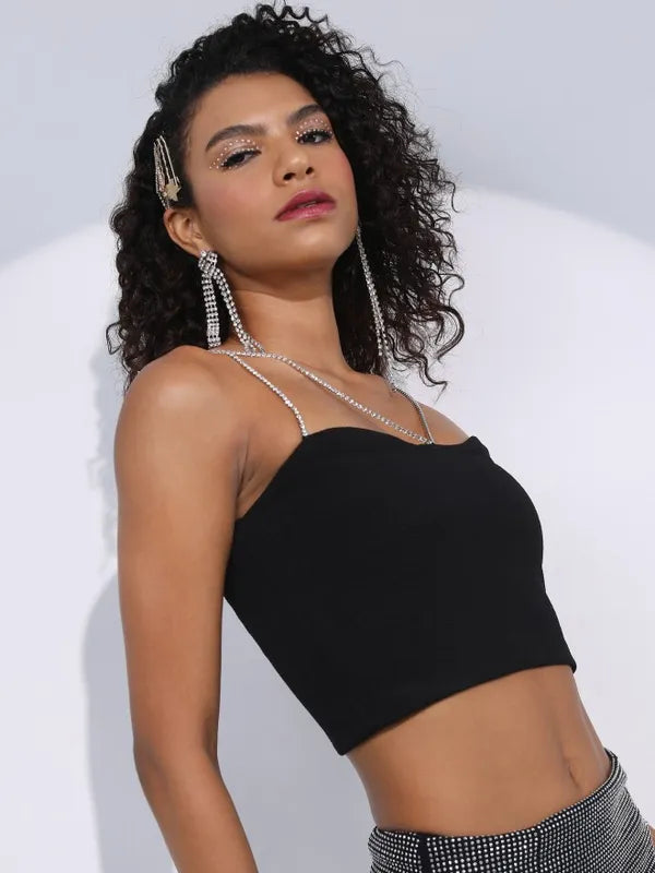Suburbans  Women Black Solid Bralette Tops