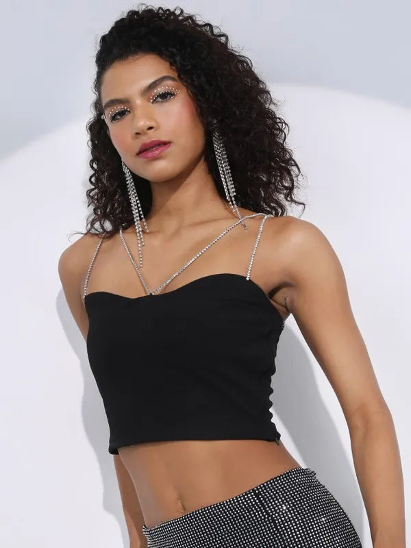 Suburbans  Women Black Solid Bralette Tops