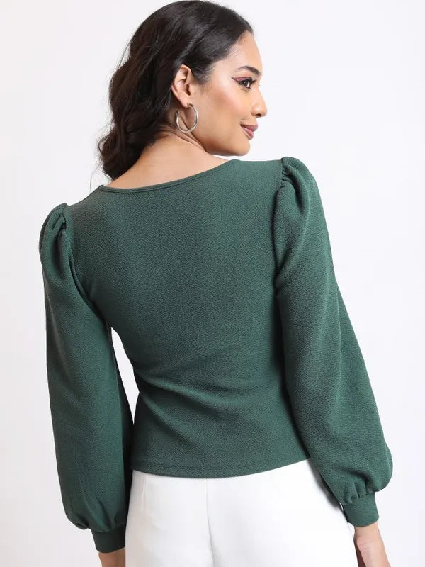 Suburbans  Women Green Solid Regular Tops