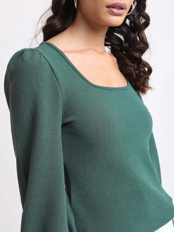 Suburbans  Women Green Solid Regular Tops